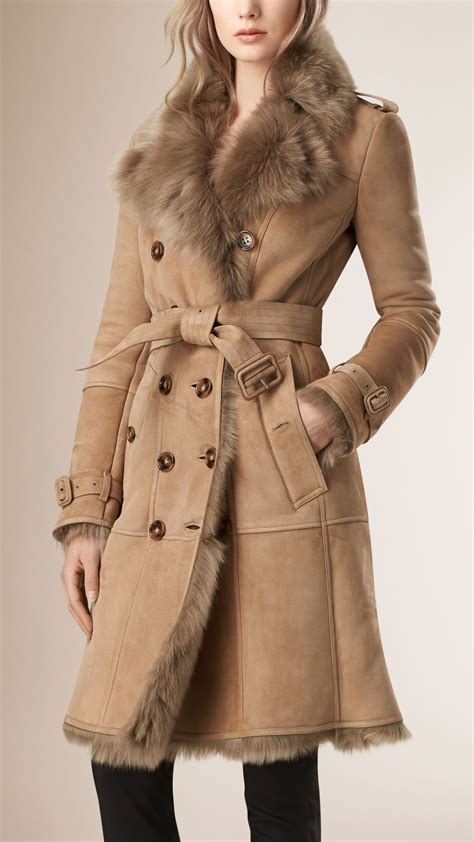 burberry shearling coats women's.